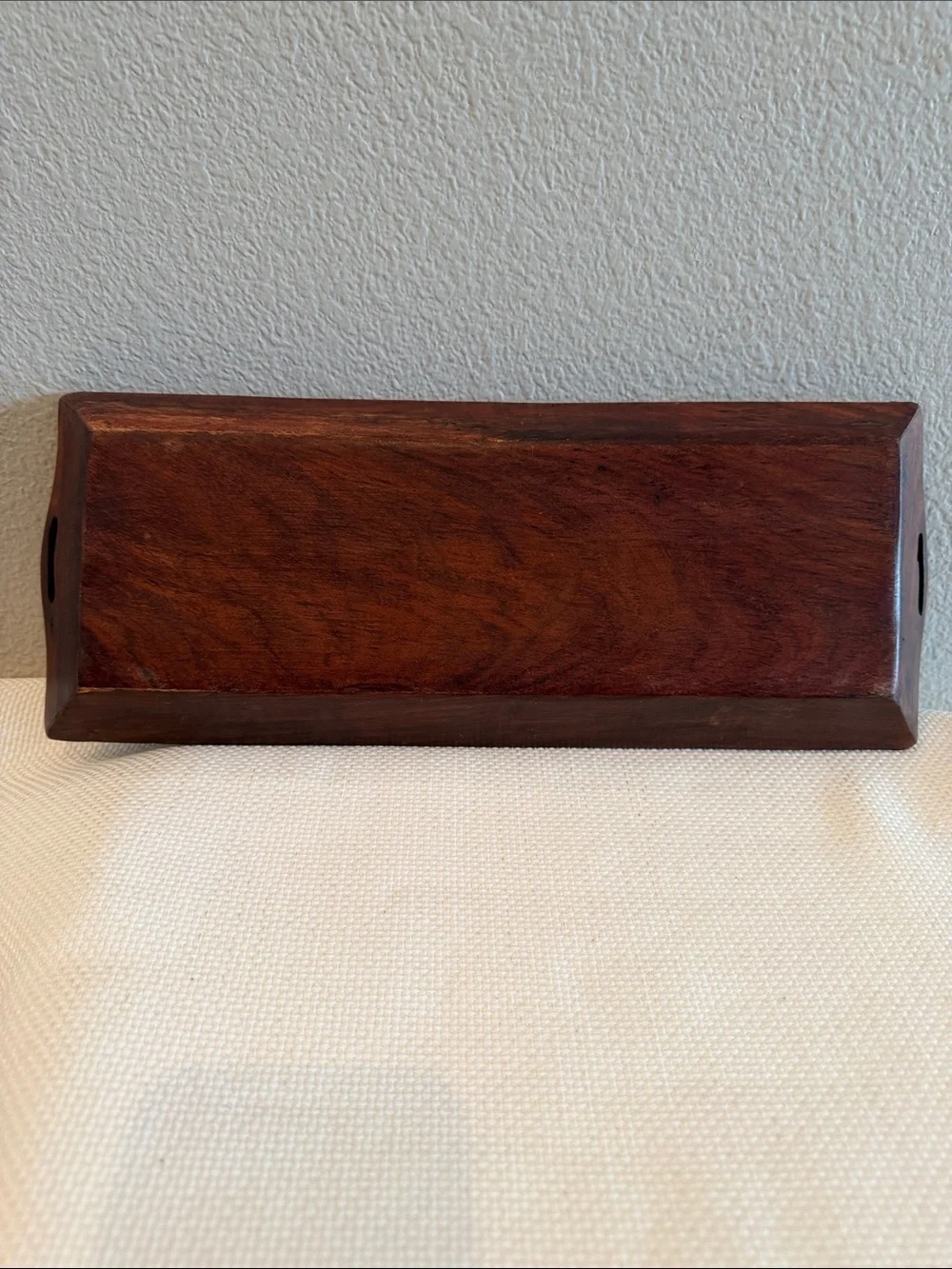 Vintage Indian Hand Carved Wooden Serving Tray w/ Inlay 15.5